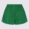 Oseree Lumière Metallic-threading Shorts In Emerald Green