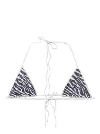OSEREE GREY LUMIÈRE BIKINI TOP - WOMEN'S - POLYAMIDE/METALLIC FIBRE/ELASTANE