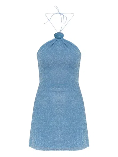 Oseree Halter-neck Mini Dress In Blue