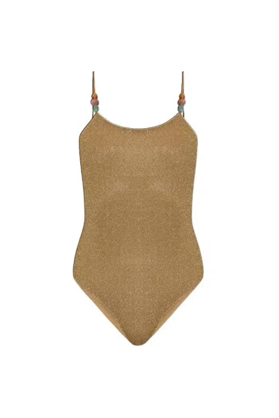 Oseree Halter One-piece Swimsuit In Brown