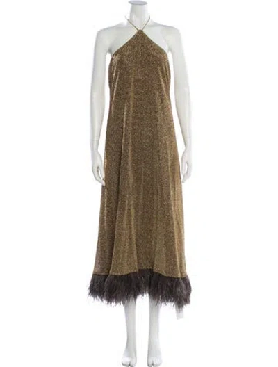 Pre-owned Oseree Halterneck Knee-length Dress In Multi
