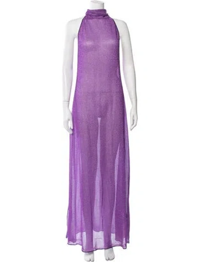 Pre-owned Oseree Halterneck Long Dress In Purple