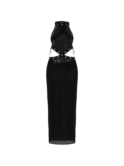 Oseree Halterneck Maxi Dress In Black