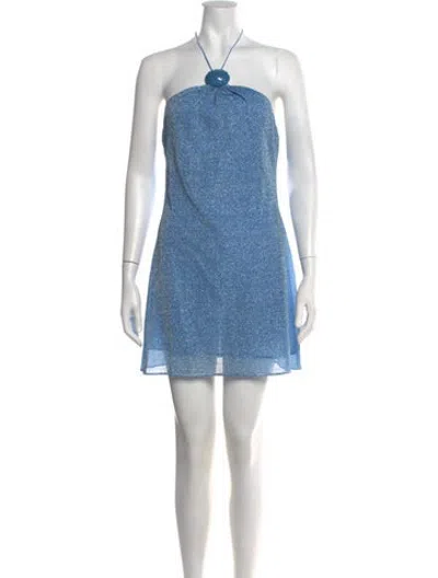 Pre-owned Oseree Halterneck Mini Dress In Blue
