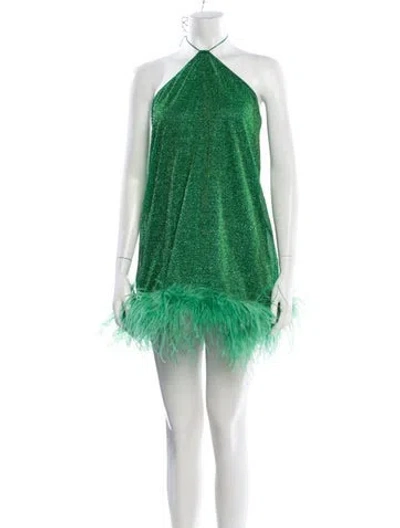 Pre-owned Oseree Halterneck Mini Dress In Green