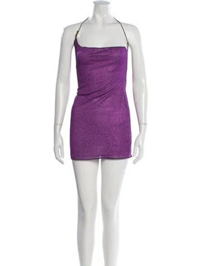 Pre-owned Oseree Halterneck Mini Dress In Purple