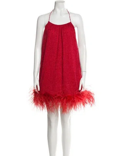 Pre-owned Oseree Halterneck Mini Dress In Red