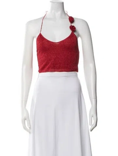 Pre-owned Oseree Halterneck Sleeveless Crop Top In Purple