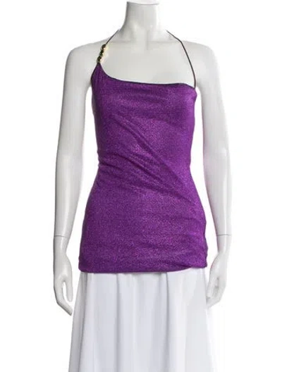 Pre-owned Oseree Halterneck Sleeveless Top In White