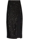 Oseree Oséree Jet Black Sequin High-waisted Skirt In Black