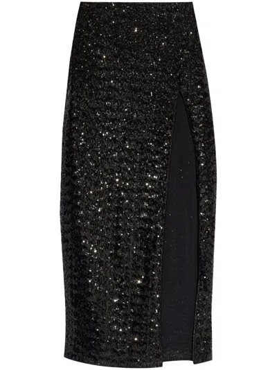 OSEREE HIGH-WAISTED SEQUIN-EMBELLISHED MIDI SKIRT