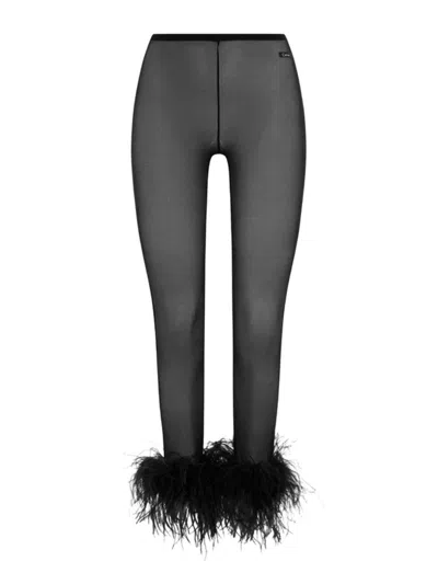 Oseree Mesh Logo Plumage Leggings In Black