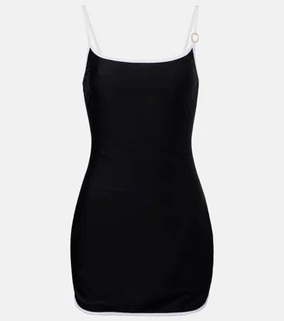 Oseree Jersey Minidress In Black