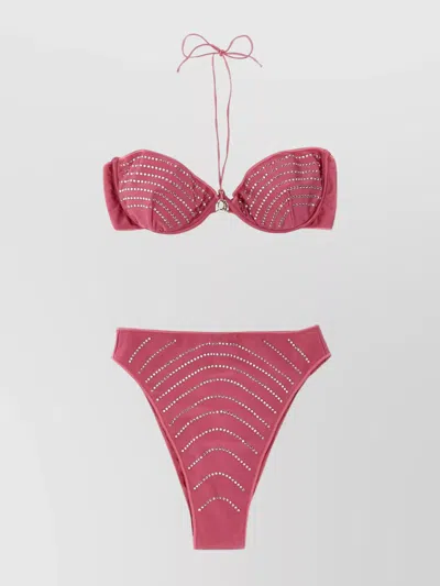 Oseree Oséree Gem Embellished Bikini Set In Pink