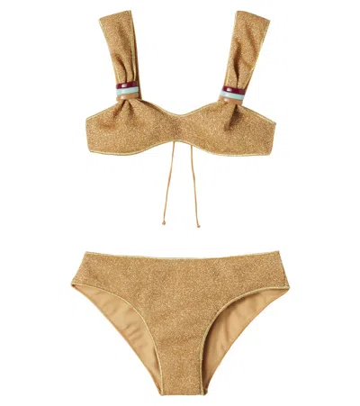 Oseree Oséree Kids Lumière Embellished Bikini In Brown