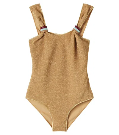 Oseree Oséree Kids Lumière Embellished Swimsuit In Brown