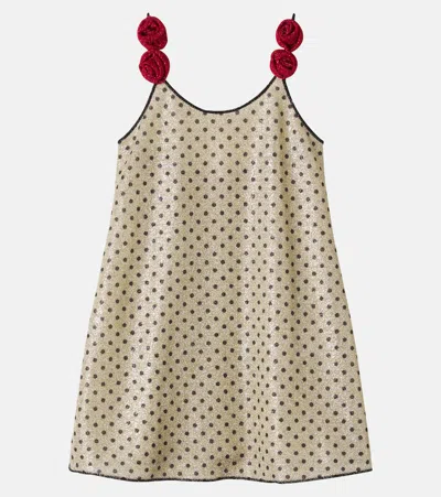 Oseree Oséree Kids Lumière Floral-appliqué Dress In Neutral