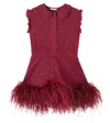 Oseree Oséree Kids Lumière Plumage Dress In Burgundy