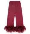 Oseree Lumière Plumage Pants In Burgundy