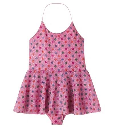 Oseree Kids' Lumière Polka-dot Swimsuit In Pink