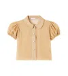 Oseree Oséree Kids Lumière Puff-sleeve Blouse In Gold