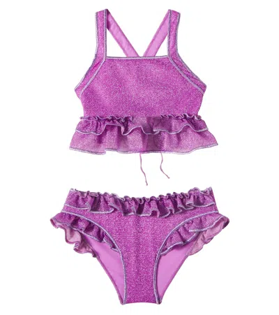 Oseree Oséree Kids Lumière Ruffled Bikini In Purple