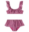 Oseree Oséree Kids Lumière Ruffled Lamé Bikini In Pink