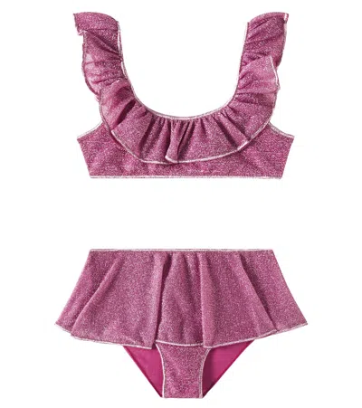 OSEREE OSÉREE KIDS LUMIÈRE RUFFLED LAMÉ BIKINI