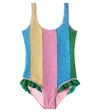 Shop Oseree Oséree Kids Lumière Striped Lamé Swimsuit In Multicoloured
