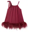 Oseree Oséree Kids Osemini Lumière Plumage Dress In Burgundy
