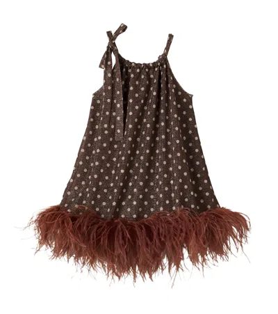 Oseree Oséree Kids Osemini Lumière Plumage Polka-dot Dress In Brown