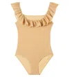 Oseree Oséree Kids Osemini Lumière Ruffled Swimsuit In Neutral