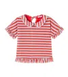 Oseree Oséree Kids Striped Lamé Top In Red
