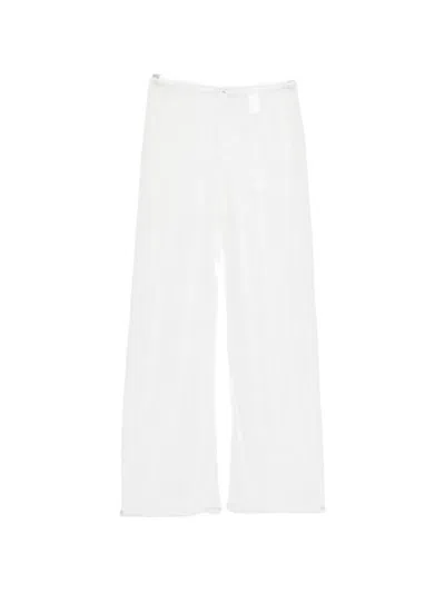 Oseree Lace Drawstring Palazzo Pants In White