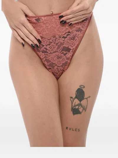 Oseree Lace High-cut Briefs In Pink