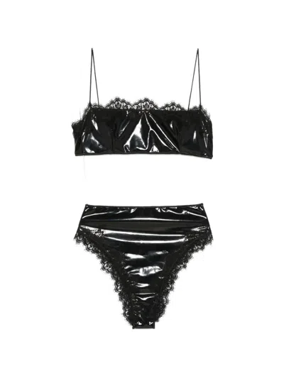 Oseree Lace Lingerie Set In Black