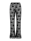 Oseree Sheer Lace Flared Hem Trousers