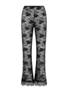 Oseree Sheer Lace Flared Hem Trousers In Black