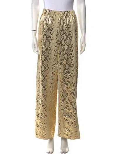 Pre-owned Oseree Lace Pattern Wide Leg Pants In Gold