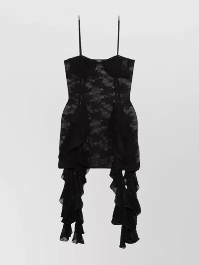 OSEREE LACE RUFFLE MINI DRESS