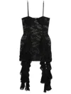 Oseree Lace Ruffle Mini Dress In Black