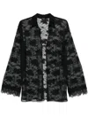 Oseree Floral Lace Buttoned Collar Sheer Shirt