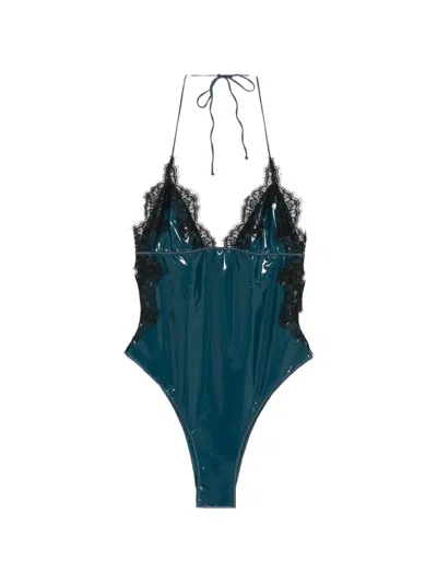 Oseree Lace-trim Swimsuit In Green
