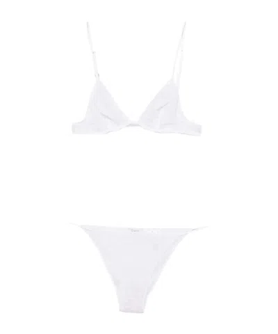Oseree Lace-pattern Lingerie Set (set Of Two) In White