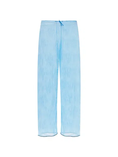 Oseree Lace-patterned Drawstring Trousers In Blue