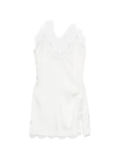 Oseree Lace-trim Slip Mini Dress In White