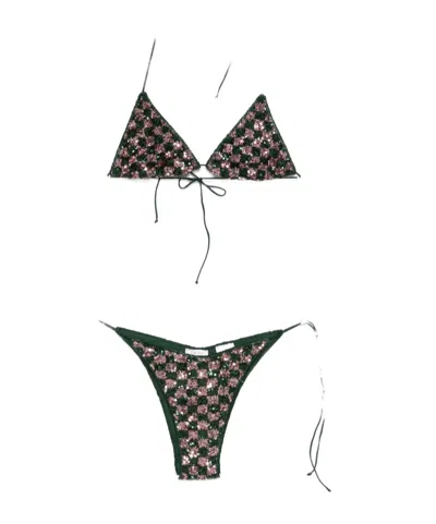 Oseree Lace-up Bikini Set In Multi