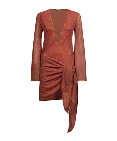 Oseree Lace-up Mini Dress In Orange