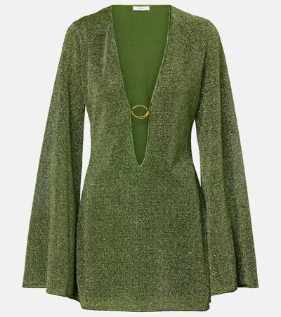 Oseree Lamé Beach Dress In Green