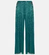Oseree Oséree Lamé Wide-leg Pants In Green